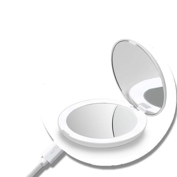 Hand Held Rechargeable LED Makeup Mirror & Travel Compact