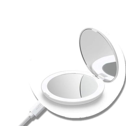 Hand Held Rechargeable LED Makeup Mirror & Travel Compact