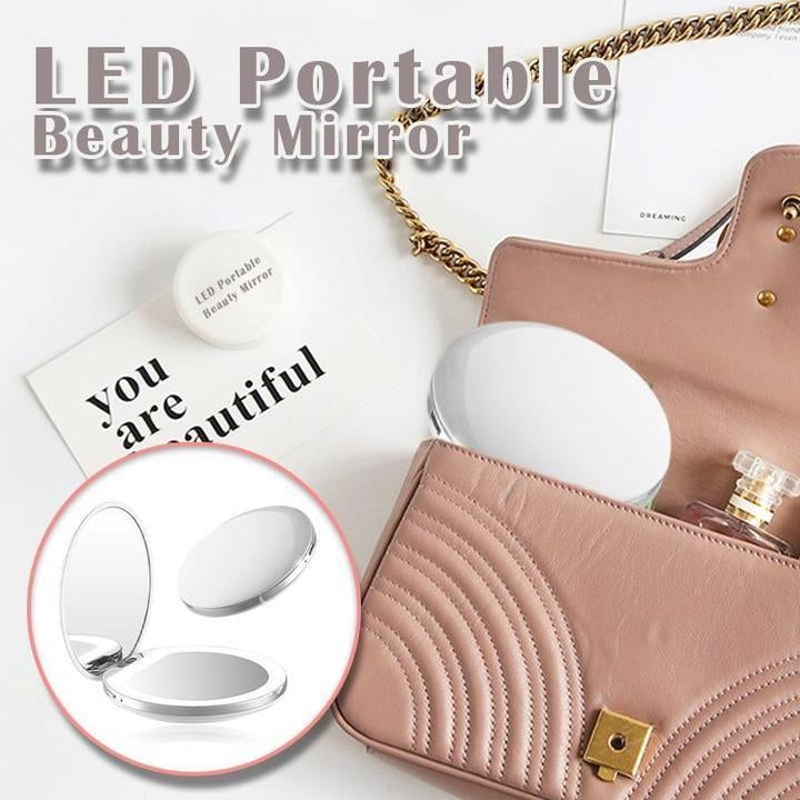 Hand Held Rechargeable LED Makeup Mirror & Travel Compact