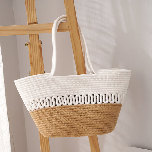 Woven One Shoulder Large Tote Beach Bag