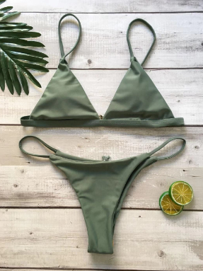 Solid Color Triangle Bikini Set
