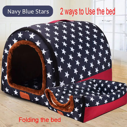 Warm Foldable Pet Bed – Coral Fleece Dog & Cat Sofa with Removable Cover