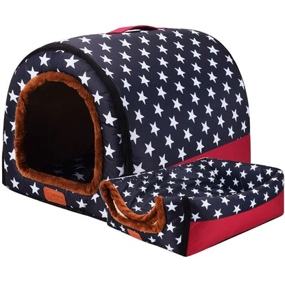 Warm Foldable Pet Bed – Coral Fleece Dog & Cat Sofa with Removable Cover