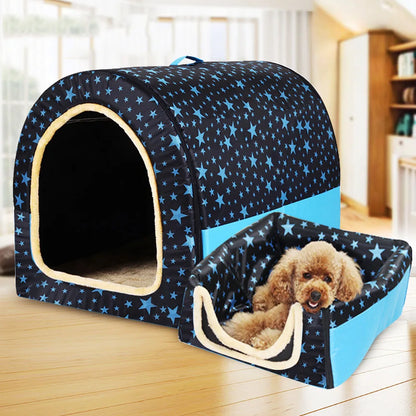 Warm Foldable Pet Bed – Coral Fleece Dog & Cat Sofa with Removable Cover