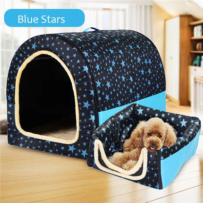 Warm Foldable Pet Bed – Coral Fleece Dog & Cat Sofa with Removable Cover