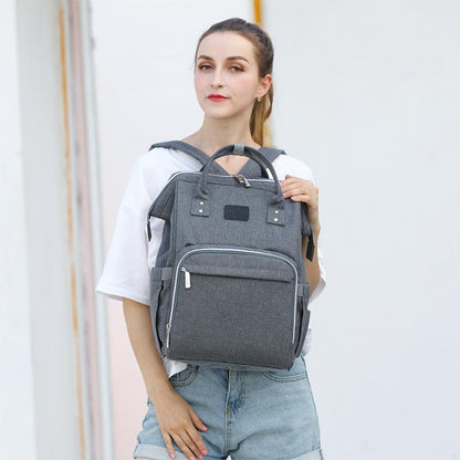 3-in-1 Expandable Diaper Backpack with Portable Bassinet & USB