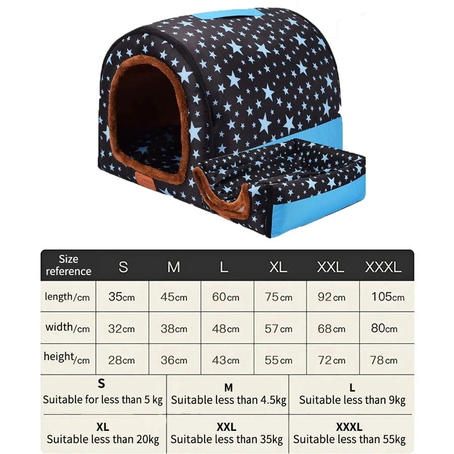 Warm Foldable Pet Bed – Coral Fleece Dog & Cat Sofa with Removable Cover