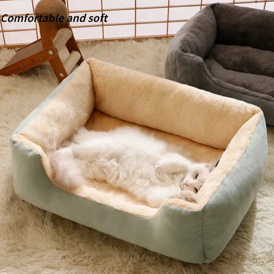 Candy-Colored Square Pet Bed Sofa – Cozy Cat & Small Dog Nest