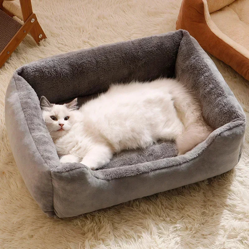 Candy-Colored Square Pet Bed Sofa – Cozy Cat & Small Dog Nest