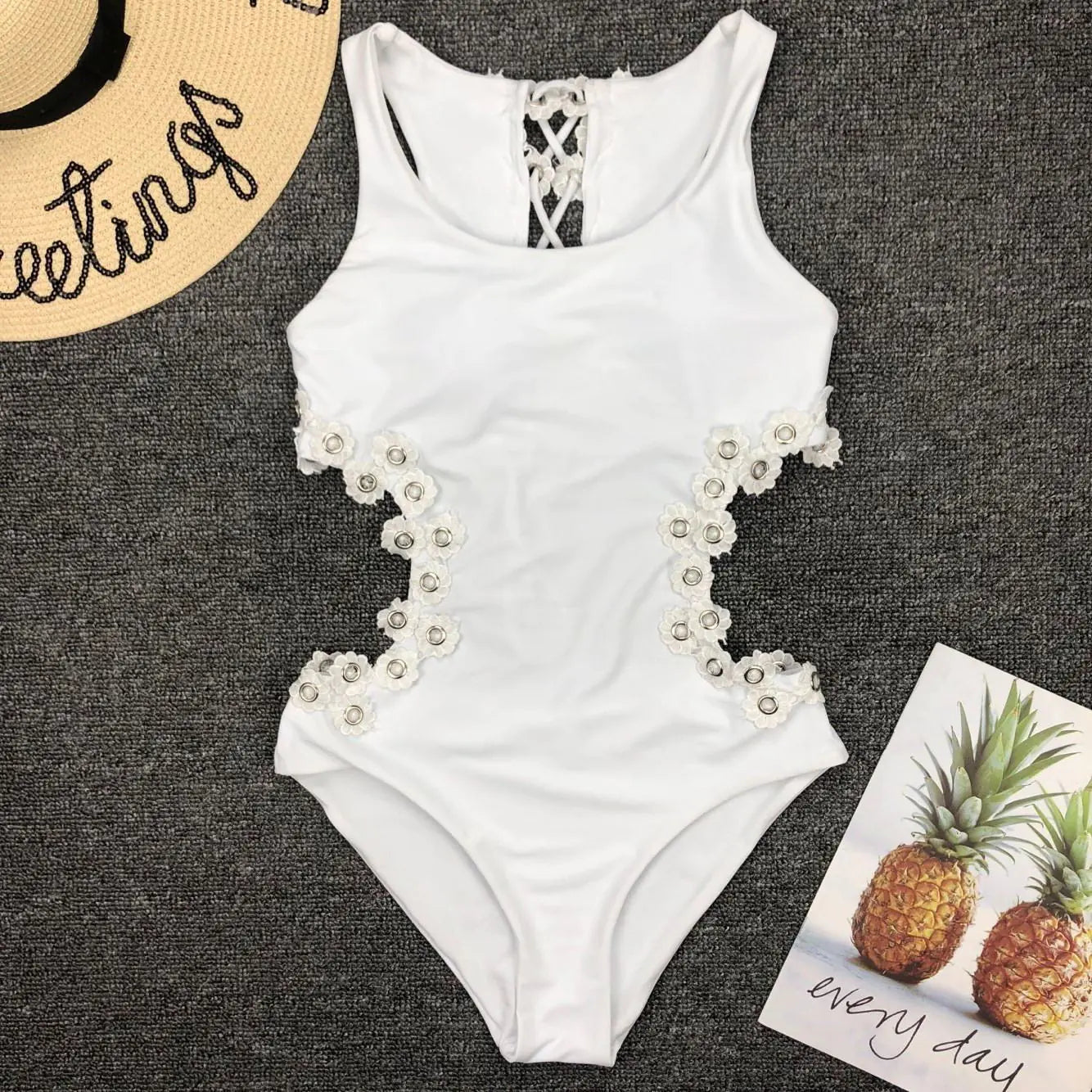 Chic Backless Floral Women's Swimsuit
