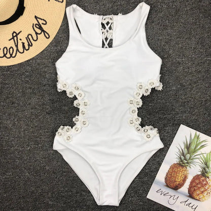 Chic Backless Floral Women's Swimsuit